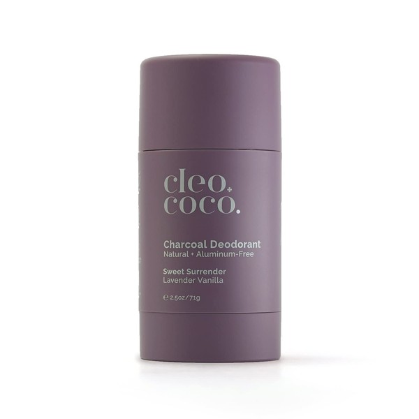 Cleo+Coco Natural Deodorant for Women, Aluminum Free made with Organic Coconut Oil, Activated Charcoal for 24-Hour Odor Protection and All-Day Performance, Made in the USA - Lavender Vanilla 2.5oz