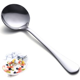 Juego de cucharas de sopa 12 piezas de acero inoxidable de alta calidad, pesadas y redondas