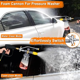 Foam Cannon for Pressure Washer Gun with Dual Connector Accessory - 1L Foam Cannon with 1/4" Quick Connector,Pressure Washer Gun(4000 PSI) M22-14,15mm Fitting and 3/8" Swivel Quick