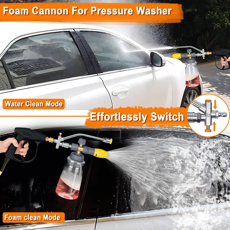 Foam Cannon for Pressure Washer Gun with Dual Connector Accessory