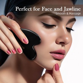 BESKAR Gua Sha Gesichtswerkzeuge, natürlicher Jadestein, Guasha-Masaager für Kieferformung, Straffung der Gesichtshaut und Reduzierung von Falten, Gesichtsschab-Massagewerkzeug, Hautpflege-Geschenk