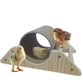Pine Chick Perch with Hiding Tunnel，Strong Chick Play Gym Roosting Bar,Chicken Toys of Coop Accessories and Brooder, Training Perch Toys for Bird, Parrot,Hamster,Pet Rats,Duck