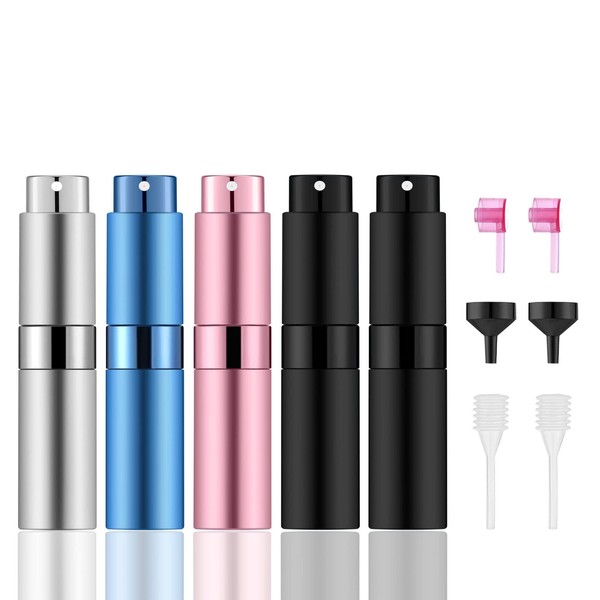 KOIBITO 8ml/5PCS Portable Mini Perfume Atomizer Bottles, Empty Refillable Mini