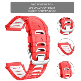 NotoCity Compatible with Garmin Forerunner 920XT Band Soft Silicone Strap for 920XT Replacement Watch Band for Men Women Red-White