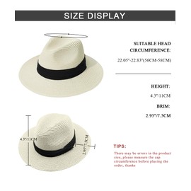 Yutdeng Men's Panama Hat Rollable Women's Sun Hats Classic Hats Breathable Mountain Straw Bogard Hat Summer Straw Hats Adjustable Beach Hat UV Sun Hat for Outdoor Use, White