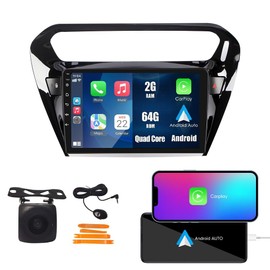 Wostoke Car CarPlay Android Auto Navigation Stereo GPS Radio Reverse Camera Display 9" IPS Touchscreen Headunit Tablet Pad Media Player For Peugeot 301 13-22 if Applicable Quad Core 2G+64G Gloss Black