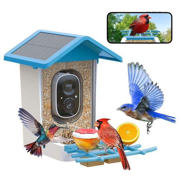 firstrend Smart Bird Feeder with Camera: Solar Powered Birdhouse with