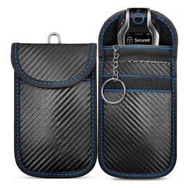 Pouch for Car Keys | Blue Stitching Bag for Key Fob Protector Pouch RFID Blocking | Premium Quality | Stylish Anti-Theft Car Key Case/Jammer Signal Blocker