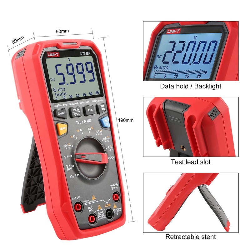 UNI-T Digital Multimeter UT61B+ True RMS AC/DC Voltage Current Resistance