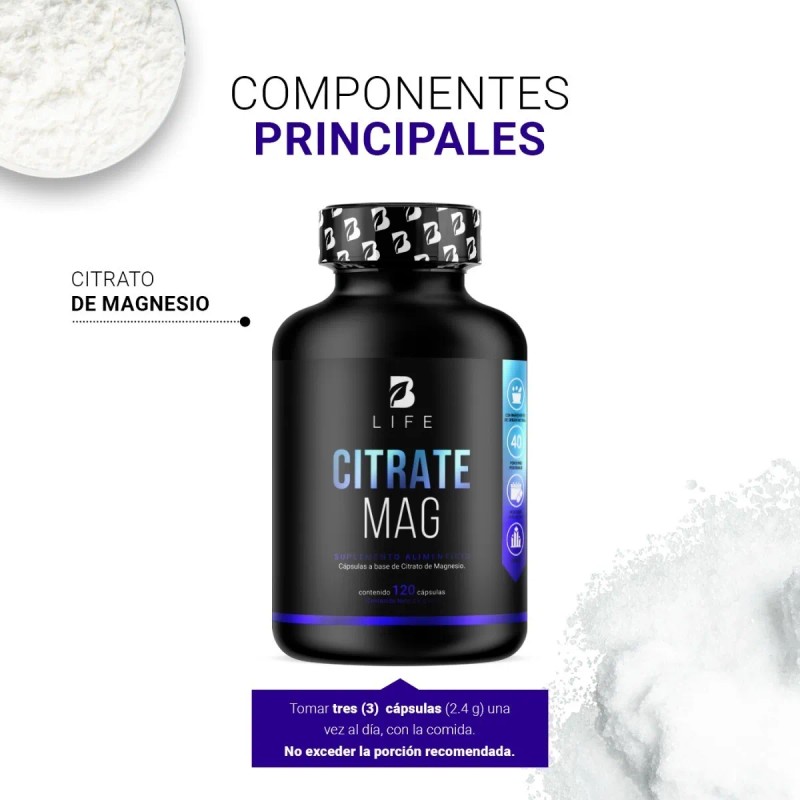 Citrato De Magnesio De 120 Cápsulas Magnesium Citrate B Life