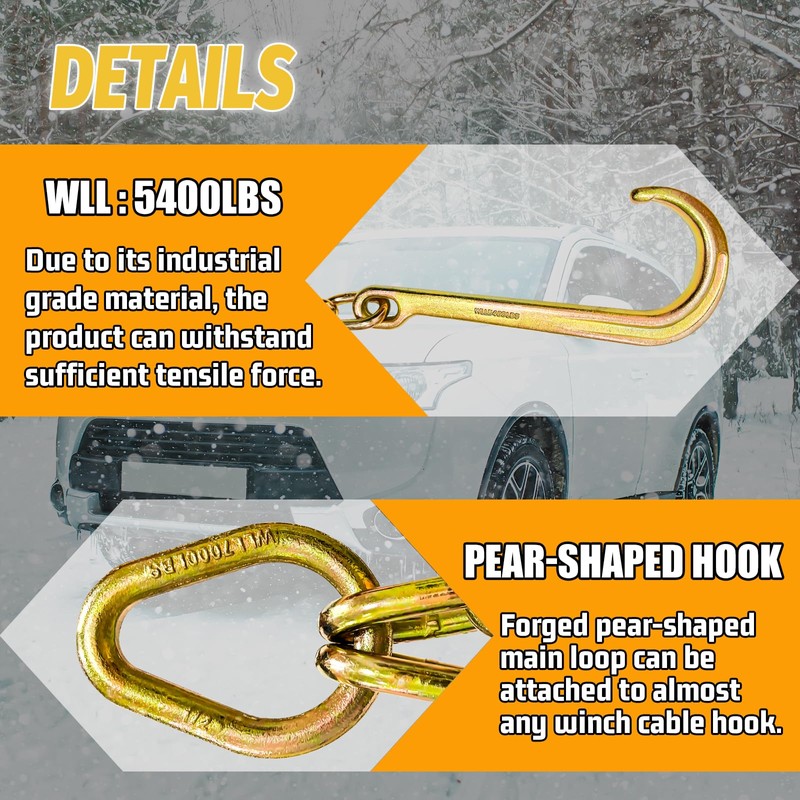 SENKEYFE G80 V Bridle Chain 5/16" × 2Ft Tow Chains