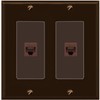 RiteAV 2 Port Cat6 Ethernet Wall Plate - 2 Gang [Brown/Brown]