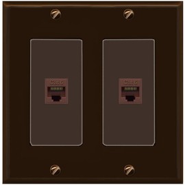 RiteAV 2 Port Cat6 Ethernet Wall Plate - 2 Gang [Brown/Brown]