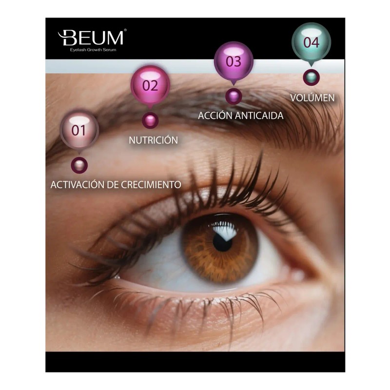 Suero Serum Crecimiento De Pestañas Y Cejas Más Volumen Beum