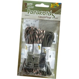 folia 83302 - Paracord Set Camouflage, 3 Schnüre à 3 m und 3 Verschlüsse - ideal zur Erstellung von Armbändern