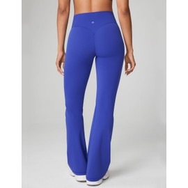 UNISSU Hugcurve No Front Seam High Waisted Flare Leggings for Women Bootcut Yoga Pants Buttery Soft Lounge Workout - 31'' Royal Blues Medium