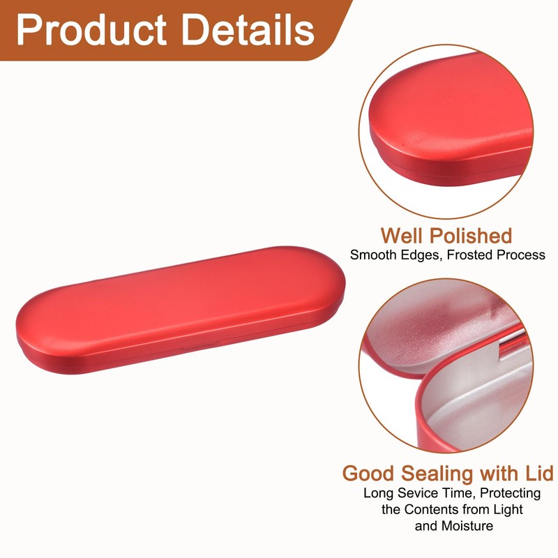 sourcing map 1 Pcs Metal Tin Box Container, 6.9x2.4x0.7 Inch