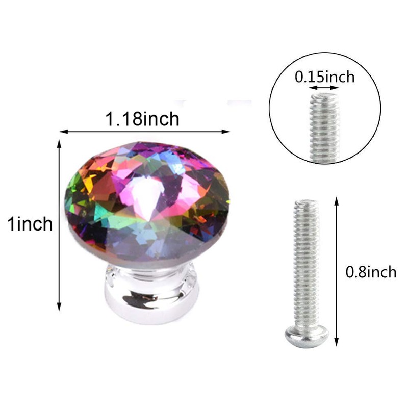 Starworld 10 Pieces Colorful Drawer Knobs, Crystal Glass Door Pull