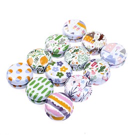 Rarapop 12 Pack Reusable Mini Round Tinplate Candle Tin Jars with Lids, 20ml Small Cartoon Travel Tin Cans Refillable Empty Container Bottle for Lip Balm, Salve, Eye Shadow, Powder