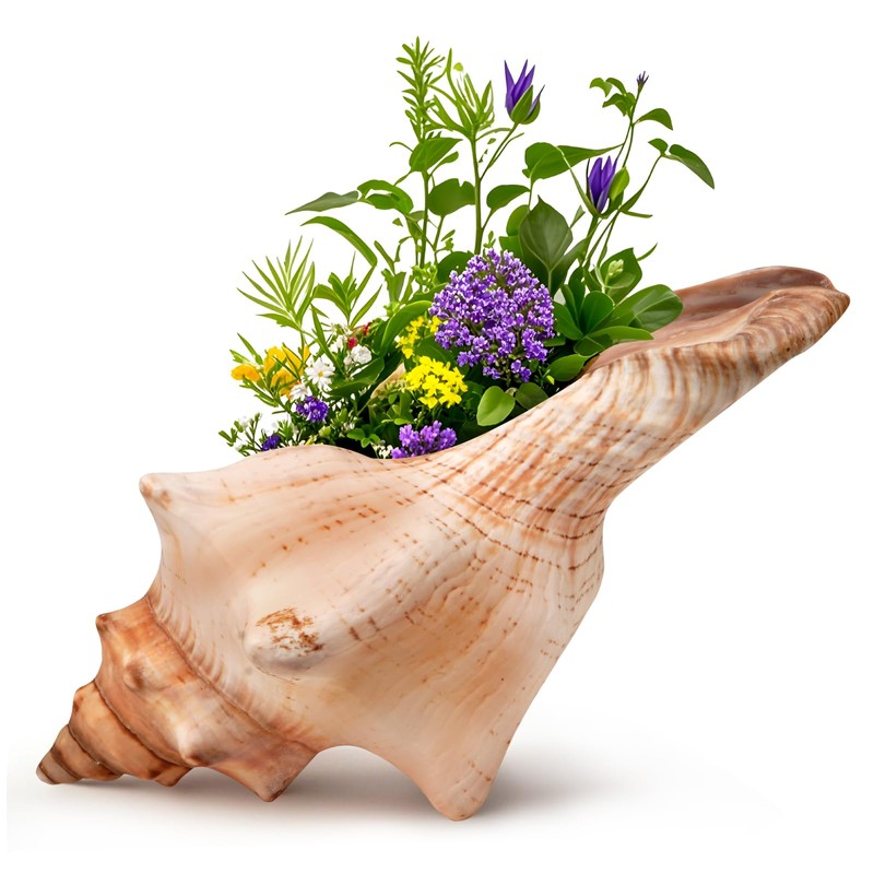 Giant Natural Conch Shell, Striped Fox Conch Seashell 6 inches,