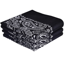 EVERY-VILLE Where EVERYone is Welcome Black Classic Paisley Bandanas - 3 Pack Gift Set, 100% Cotton, 22x22 Inches | EVERY-VILLE Where EVERYone is Welcome