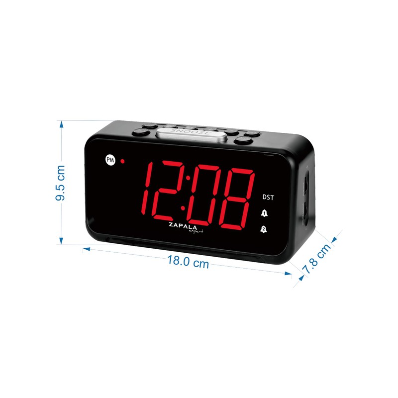 ZAPALA expert Alarm Clock for Bedroom, 2 Alarms Loud LED