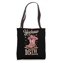 16th Birthday Cowgirl Party Western Pink Cowboy Boots Girls Tote Bag