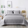 Andency Grey Quilt Set King (106x96 Inch), 3 Pieces(1 Striped