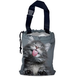 NHNXHWIA Adorable Cat Car Garbage Bag,Kitten Yawning Waterproof Small Car Trash Bag Hanging Back of Seat,Drawstring Hanging Car Trash Bag with Adjustable Buckle for Car Accessories
