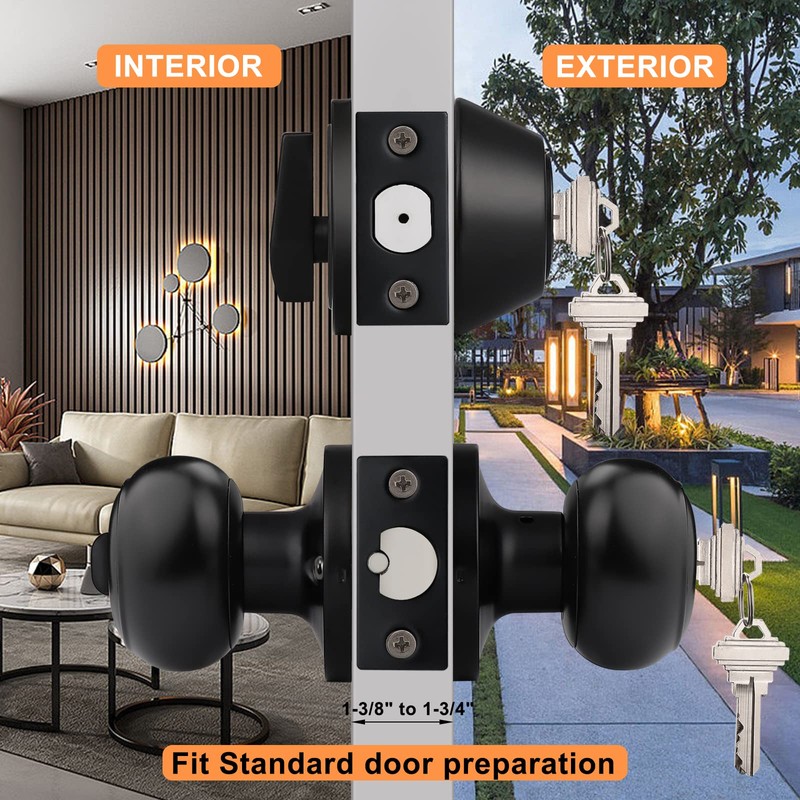 Probrico Keyed Alike Entrance Door Knob Front Door Knob and