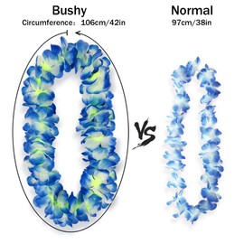 GoldDawn Premium Hawaiian Leis, Artificial Flowers for Party Supplies and Luau Decorations, Meticulously Handcrafted, Elevate Your Celebration with Exquisite Flower Necklaces (6 pcs,Blue)