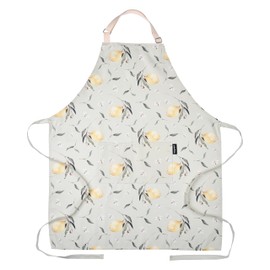 poofico Premium Adjustable Waterproof Aprons for Women, Men & Chefs with Pockets | Poly-Cotton Apron for Kitchen, Cooking, Baking & Gardening with Long Ties (Lemon Twist)