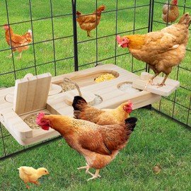 FlidRunest Chicken Feeder Accessories, Wooden Chicken Interactive Enrichment Toys Puzzle, Slow Feeder for Baby Chicks Trainning, Treat Box Dispenser for Coop Poultry Chick, Hens, Rats, Guinea Pig