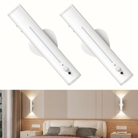 bravzurg Battery Operated Wall Sconces Decor Set of Two, Motion Sensor Rechargeable Wireless Wall Lights Indoor, Metal Magnetic Cordless Rotatable, Portable LED Night Lamp for Hallway Stair Bedroom