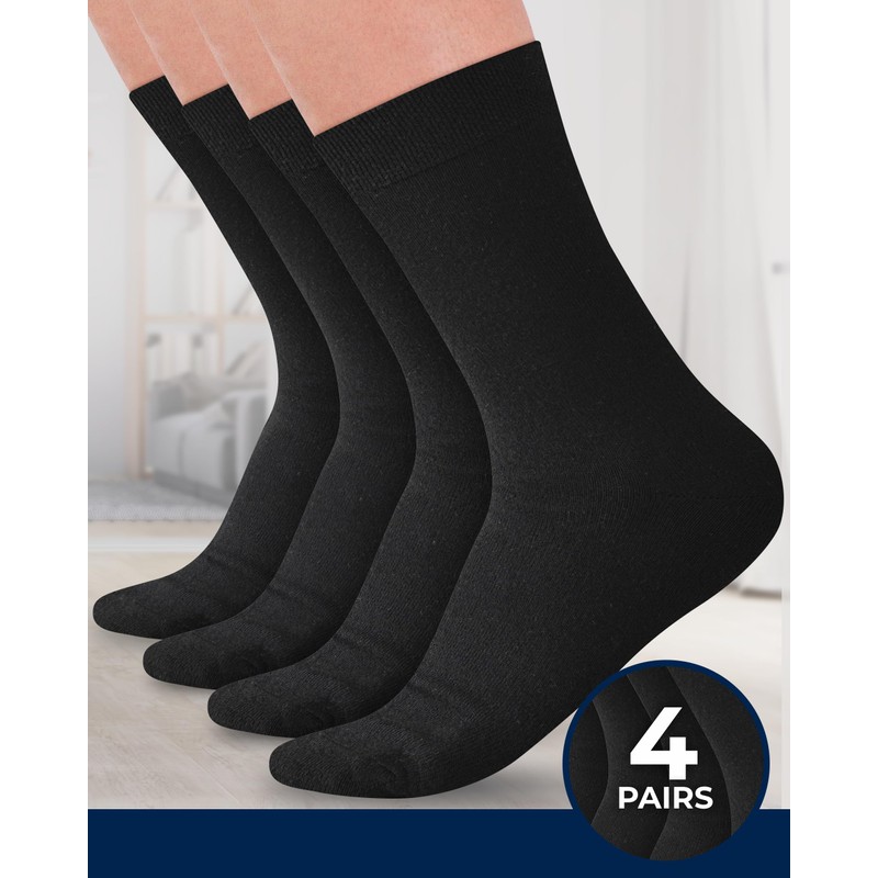 Pembrook Bamboo Womens Dress Socks - 4 Pairs Black Socks