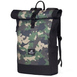 MOCLOLY Rolltop Backpack Women & Men, Laptop Backpack with Laptop Compartment, Waterproof Backpack for Travel, Casual, Camouflage