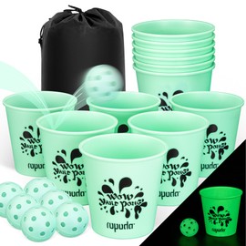 ropoda Giant Yard Pong,Yard Games with Durable Buckets and Balls - Choose Red Large, XL, or Green - Glow in The Dark, Outdoor Game with Carry Bag for The Beach,Lawn, Great Gift Choice for Families