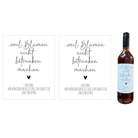 Fräulein Lotti | 2x Sticker für Weinflaschen - Thema: Weil Blumen | Aufkleber bedruckt | Flaschenetiketten 10 x 12 cm | personalisierbar