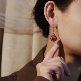 RUOFFETA Sport Ball Dangle Earrings, Football, Basketball, Soccer, Volleyball, Baseball Earrings for Women Fans(Basketball Set)