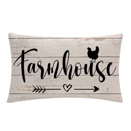 2Pack Vintage Farmhouse Pillow Cover Rustic Rooster Arrow With Mood Background Rectangular/Waist Cushion Cover Farmhouse Style Home Decorative Pillows Cases 12" x 20" for Sofa Couch Chair Outdoor