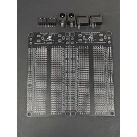 AB2Tech Black PCB Solderable Breadboards For Prototyping (Panel of 2)(Assembly Required) - Jumpers, Power Barrels