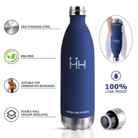 Thermos Flask, 1 L, Metal Thermos Flask, Double-Walled, Suitable for Carbonated Drinks, Stainless Steel Drinking Bottle, BPA-Free, Insulated Bottle for Camping, Children, Fitness, Sparkling, Sports