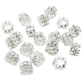 Honbay 20PCS Silver Rhinestone Hair Rings Dreadlocks Beads Braid Hair Cuffs Braiding Hair Jewelry