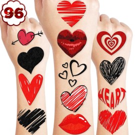 MeoIsDaBest 100 Piezas De Tatuajes Temporales De Corazón Rojo, Suministros De Decoración Para Fiestas De Cumpleaños, Recuerdos, Pegatinas De Tatuajes De Amor De San Valentín, Regalos Para Juegos, Niño