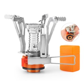 OYMLANX Portable Camping Stove Backpacking Stove, Lightweight Mini Gas Stove for Hiking, Travel, Adventures, and Emergencies, Portable Camp Stove with Piezo Ignition and 3000 Watts of Power