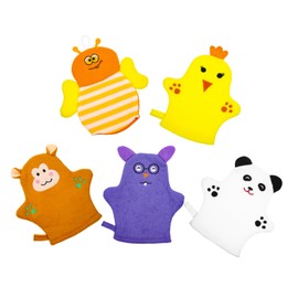 Kisangel 5 Pack Bath Mitts Adorable Fruit Shape Cotton Gloves Gentle Body Scrubbing for Boys and Girls Babies Bubble-Boosting Bath Supplies