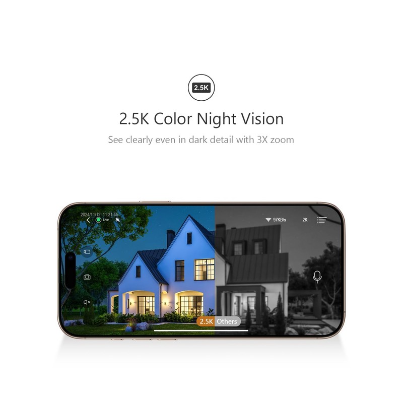 KEEPYOO 2.5K Wireless Home Security Camera Outdoor/Indoor Magnetic, 2.4Ghz WiFi