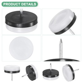 M METERXITY 24-Pack Furniture Sliders, 1.2" Nail-on Chair Leg Protectors for Hardwood Floors/Table/Chair/Wooden Floors, Furniture Glides [White]