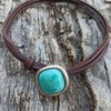 ANGLEQUEEN Turquoise Choker Necklace for Women,Bohemian Leather Necklace Boho Brown