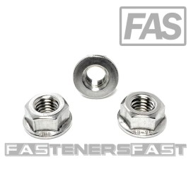 FastenerCart (25) M8 x 1.25 Stainless Steel Non-Serrated Flange Nuts DIN6923 Nuts M8-1.25 A2